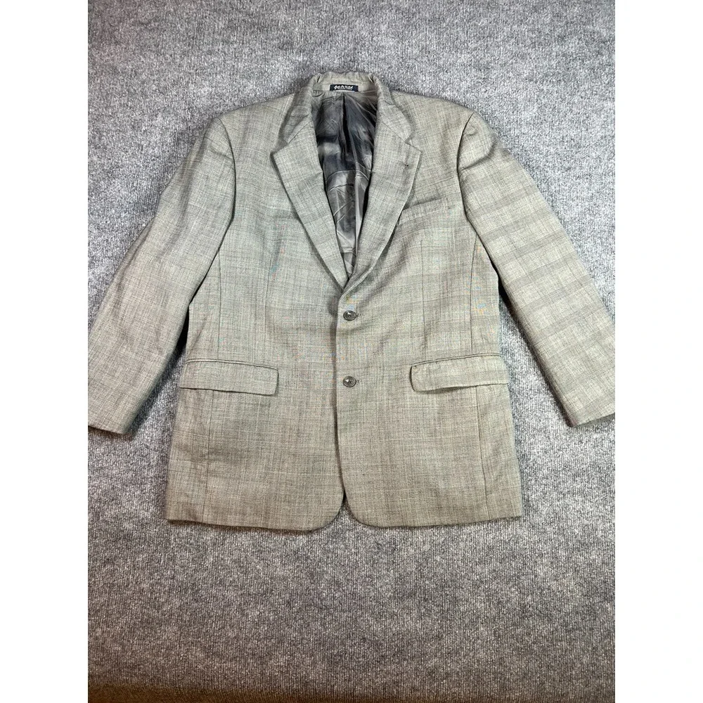 Vintage Austin Reed Wool Sport Coat Beige Glen Check Made in USA Quiet Luxury Cl